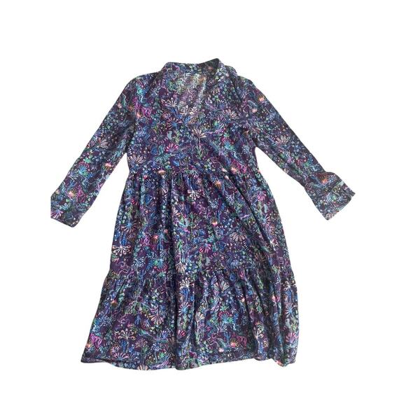 Lilly Pulitzer Alaina Swing Mini Dress‎ in Purple Berry Colony 3/4 Sleeve Sz XXS - Picture 1 of 3